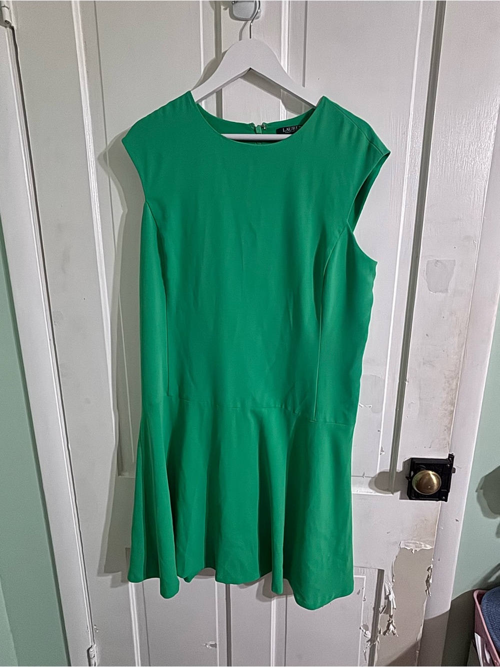 Lauren by Ralph Lauren Green Sleeveless Fit-and-Flare Dress size 16
